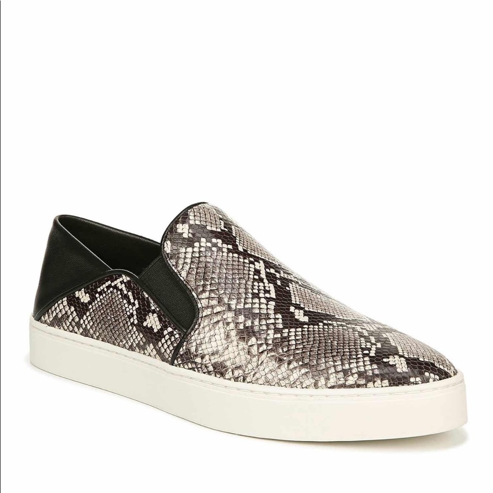 Vince Garvey NEW Snake Print Leather Slip On Sneakers